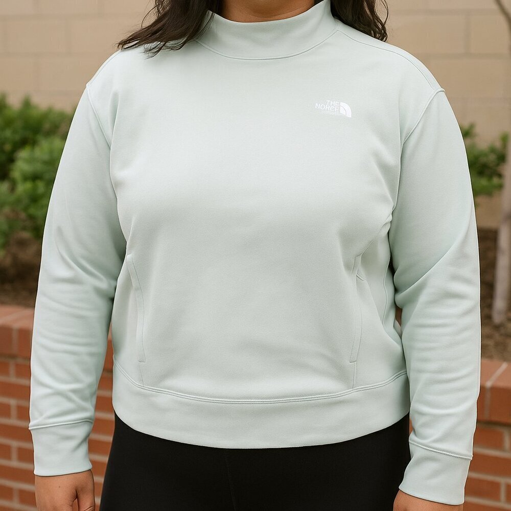 The North Face Canyonlands Mock Neck Pullover Sweatshirt Mint Green Womens M
